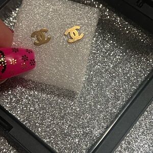 Gold Logo Stud Earrings small size-